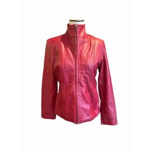 Nine West Separates‎ Jacket Womens S Small Red G III Apparel Leather Full Zip